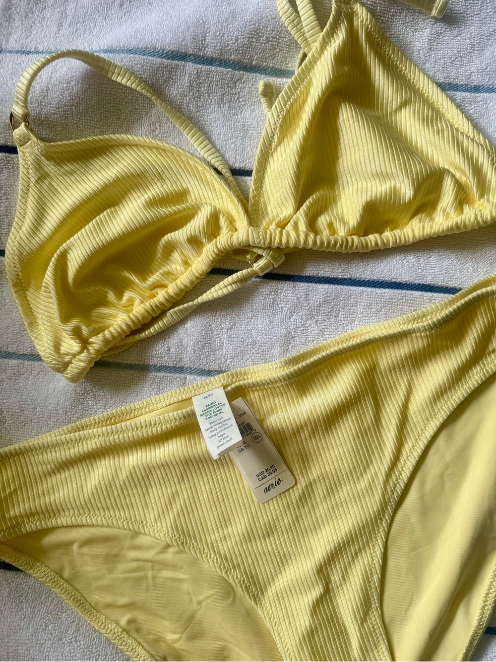 Aerie Ribbed Yellow Bikini Set (XL bottoms, XXL top)